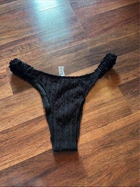 Shein Black Textured High-Cut Bikini Bottom